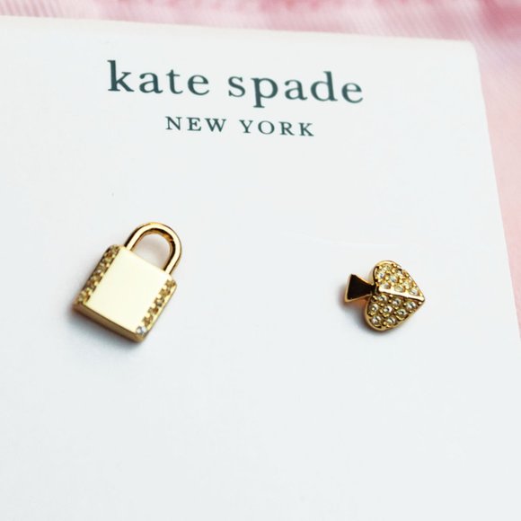 kate spade Asymmetric Lock & Spade Earrings - Picture 6 of 9
